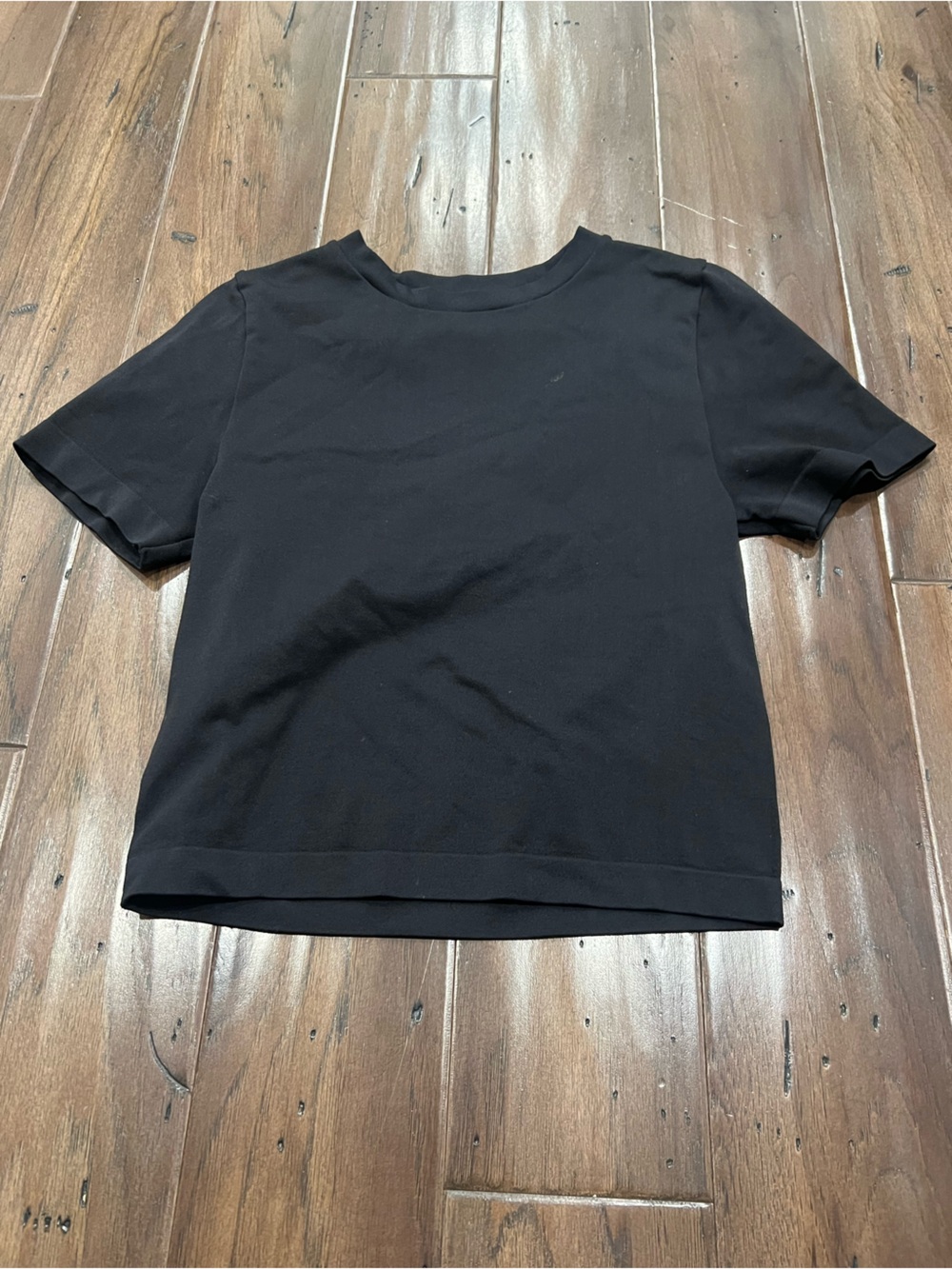 a new day Black Crewneck Crop Tee